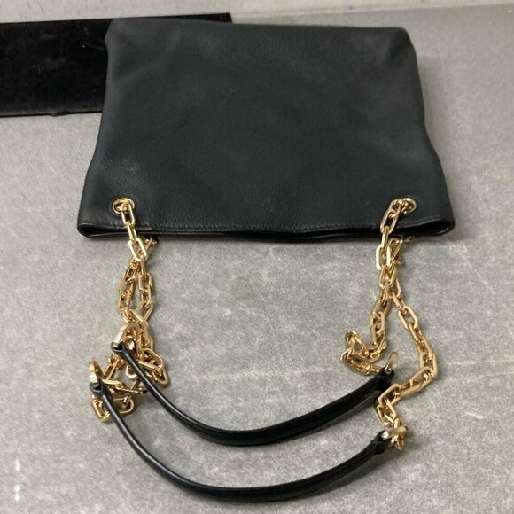 Tory Burch EUC Black Leather w/ Gold-Tone Hardware Shoulder Bag - Picture 12 of 15